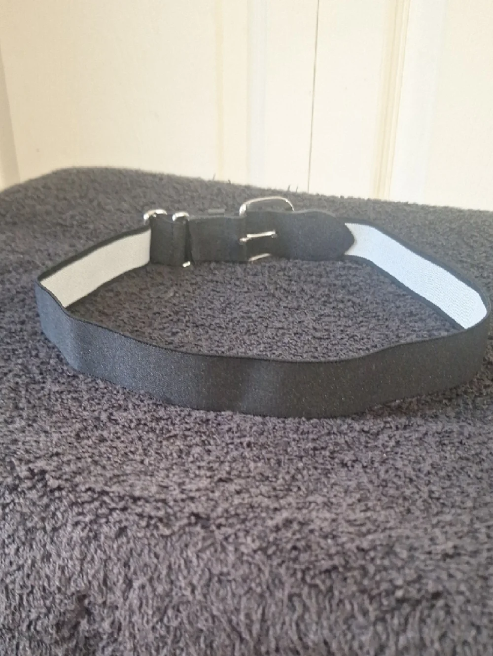 adidas Elastic Belt - Silver Buckle Adjustable - S - Black